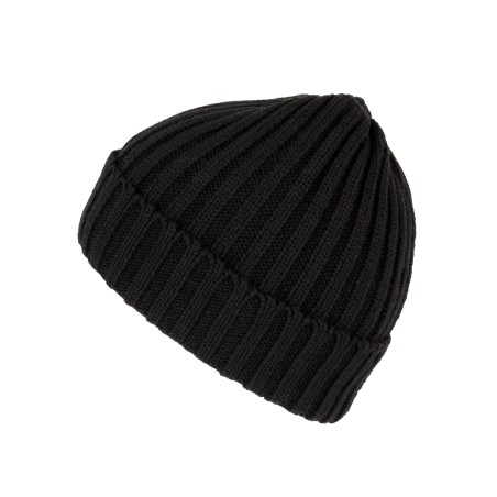 Double ribbed beanie with turn-up