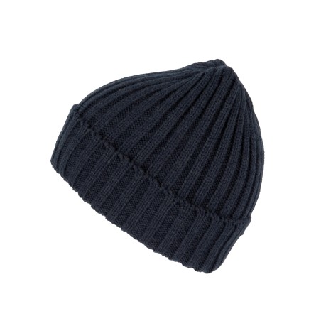 Double ribbed beanie with turn-up
