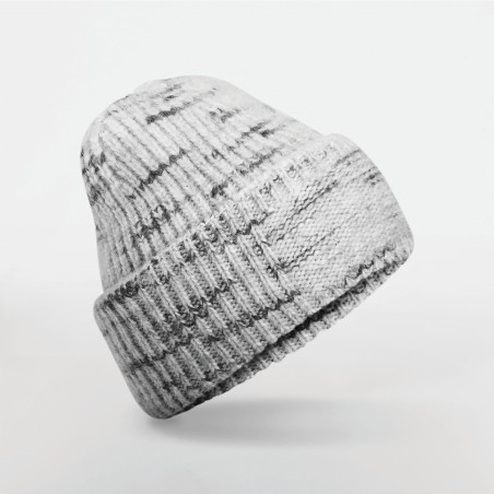 Coarse knit patch beanie