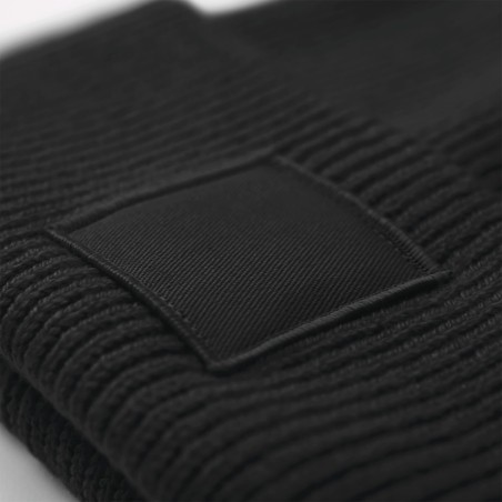 Beanie with wide turn-up and matching patch
