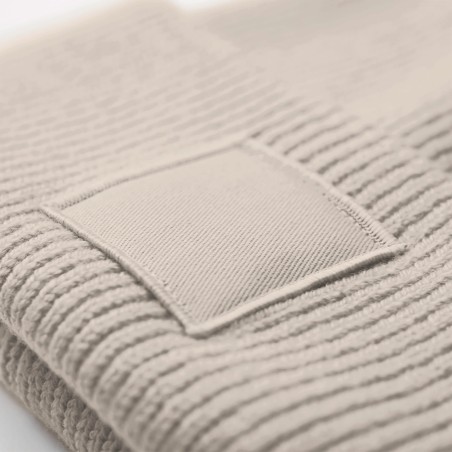 Beanie with wide turn-up and matching patch