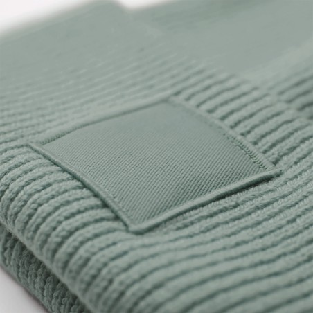 Beanie with wide turn-up and matching patch