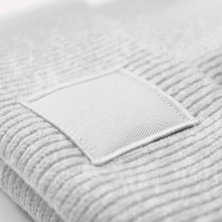 Beanie with wide turn-up and matching patch