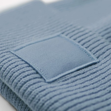 Beanie with wide turn-up and matching patch