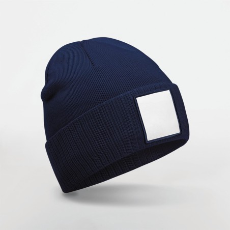 Beanie with appliqué patch