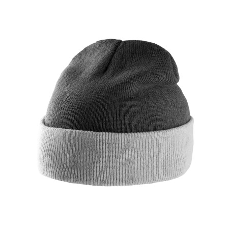 Two-tone beanie with turn-up