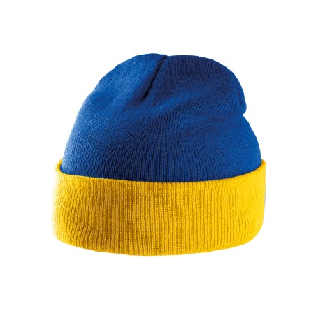 Gorro bicolor con dobladillo