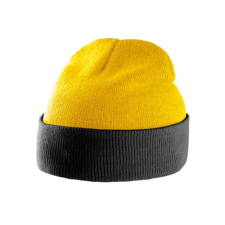 Two-tone beanie with turn-up