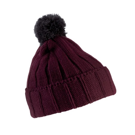 Bobble beanie with turn-up.