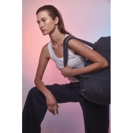 Denim duffel bag