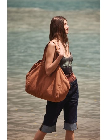 Bolsa shopper de algodón efecto lavado