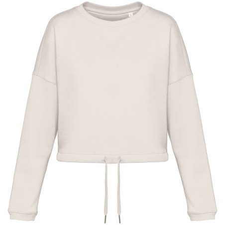 Sudadera ecorresponsable de cuello redondo oversize crop mujer