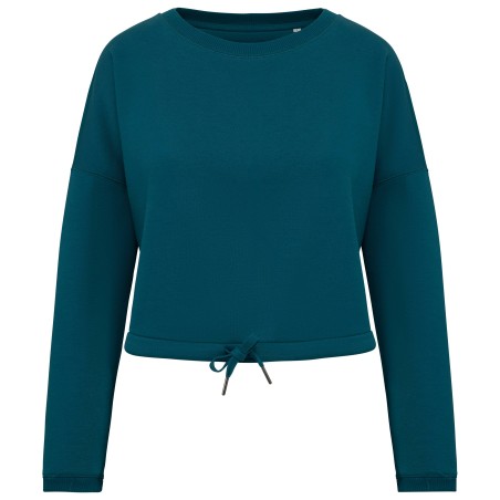 Sudadera ecorresponsable de cuello redondo oversize crop mujer
