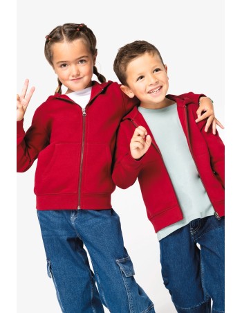 Sudadera ecorresponsable con capucha y cremallera infantil