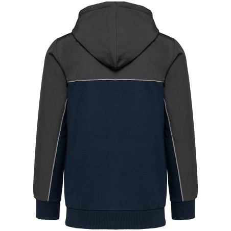 Chaqueta felpa bicolor con capucha y cremallera ecorresponsable unisex