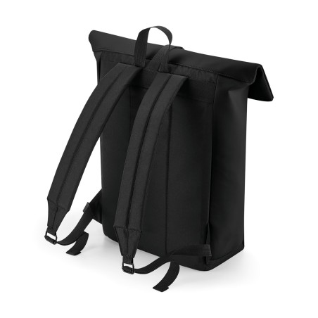 Backpack with roll-top flap in matt polyurethane