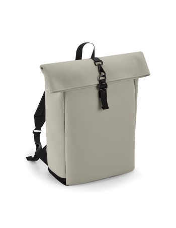 Backpack with roll-top flap in matt polyurethane 2