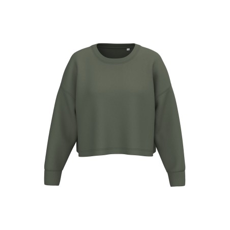 Sudadera crop cuello redondo mujer
