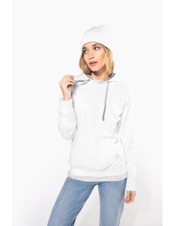 Sudadera capucha contrastada mujer