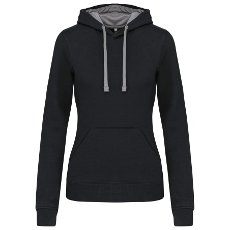 Sudadera capucha contrastada mujer