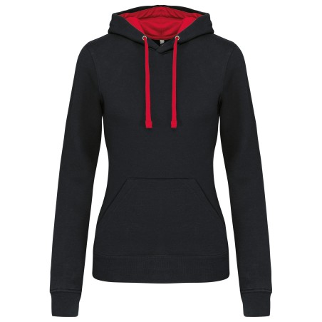 Sudadera capucha contrastada mujer