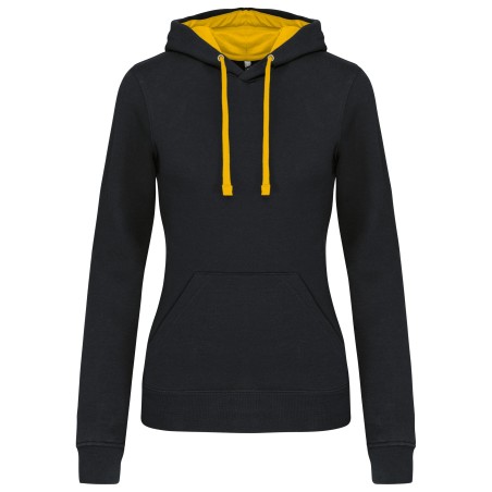 Sudadera capucha contrastada mujer