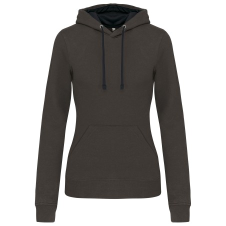 Sudadera capucha contrastada mujer