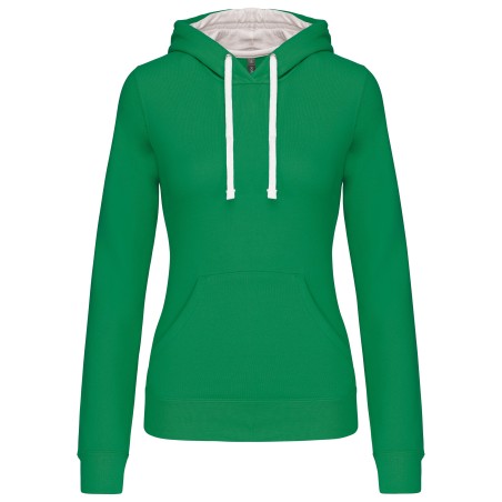 Sudadera capucha contrastada mujer