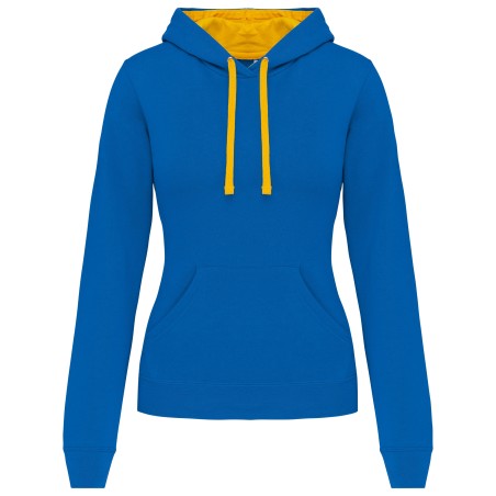Sudadera capucha contrastada mujer