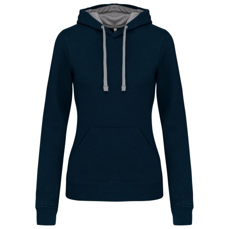 Sudadera capucha contrastada mujer