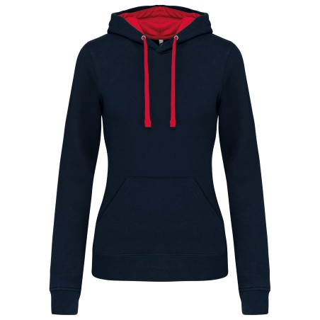 Sudadera capucha contrastada mujer
