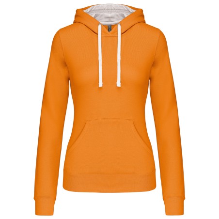 Ladies\\\' contrast hooded sweatshirt