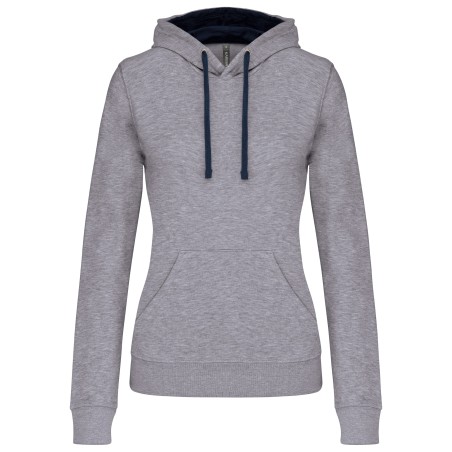 Sudadera capucha contrastada mujer
