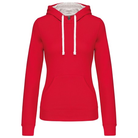 Sudadera capucha contrastada mujer