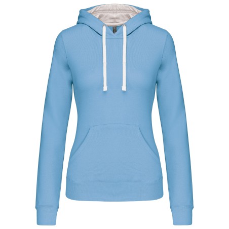 Sudadera capucha contrastada mujer