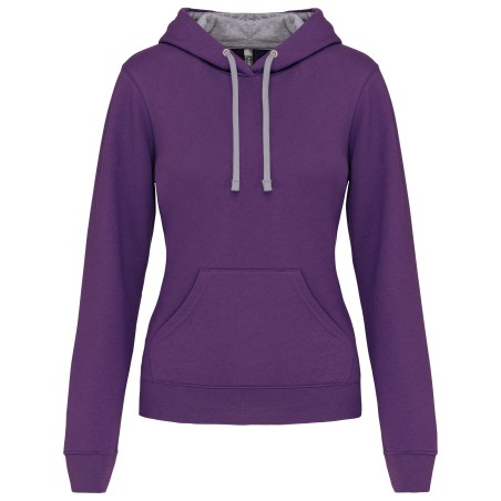 Sudadera capucha contrastada mujer