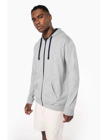 Sudadera capucha y cremallera contrastada