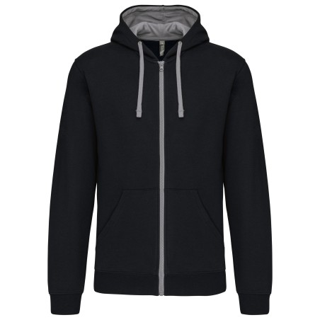 Sudadera capucha y cremallera contrastada
