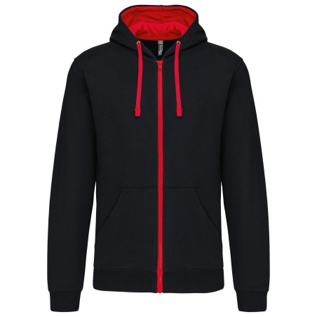 Sudadera capucha y cremallera contrastada