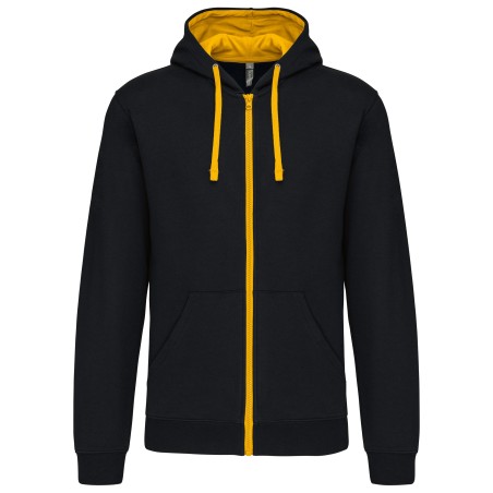 Sudadera capucha y cremallera contrastada