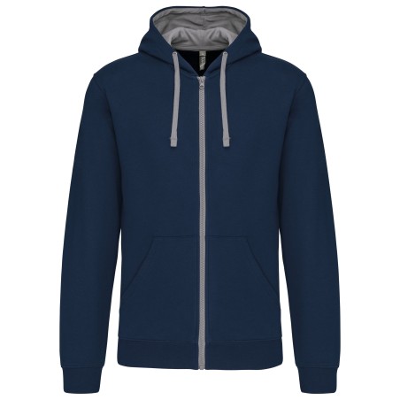 Sudadera capucha y cremallera contrastada
