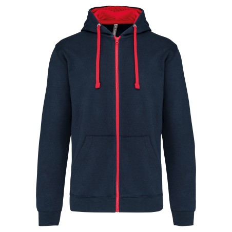 Sudadera capucha y cremallera contrastada