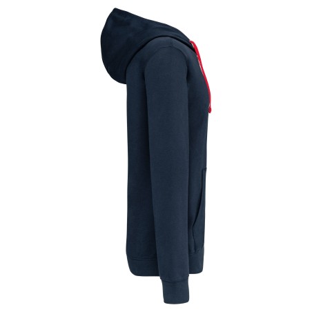 Sudadera capucha y cremallera contrastada