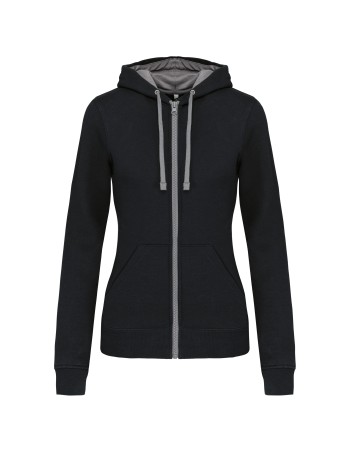 Sudadera capucha y cremallera contrastada mujer 2
