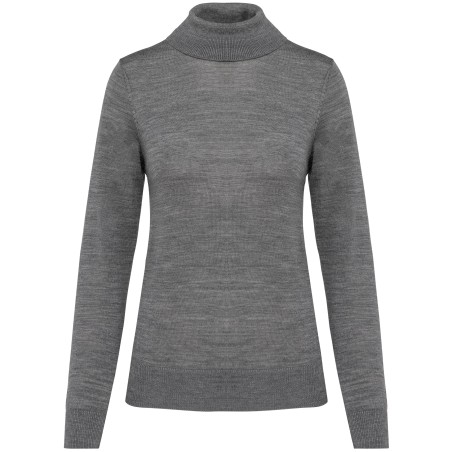 Jersey lana merina cuello vuelto mujer