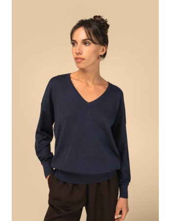 Eco-friendly ladies’ V-neck lyocell jumper