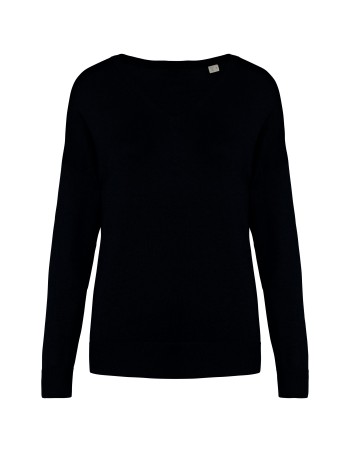 Jersey ecorresponsable cuello de pico de lyocell mujer 2