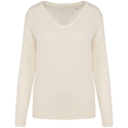 Jersey ecorresponsable cuello de pico de lyocell mujer