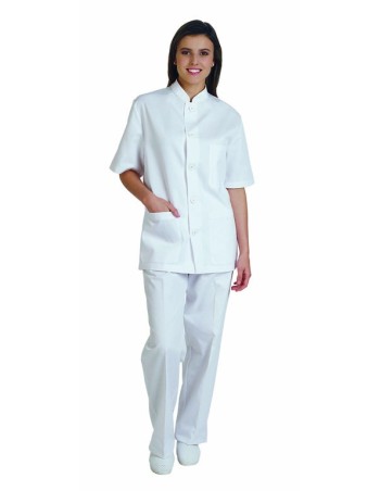 PIJAMA BLANCO SANITARIO CUELLO MAO
