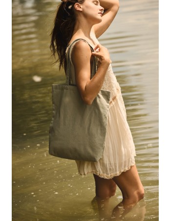 Washed cotton tote bag